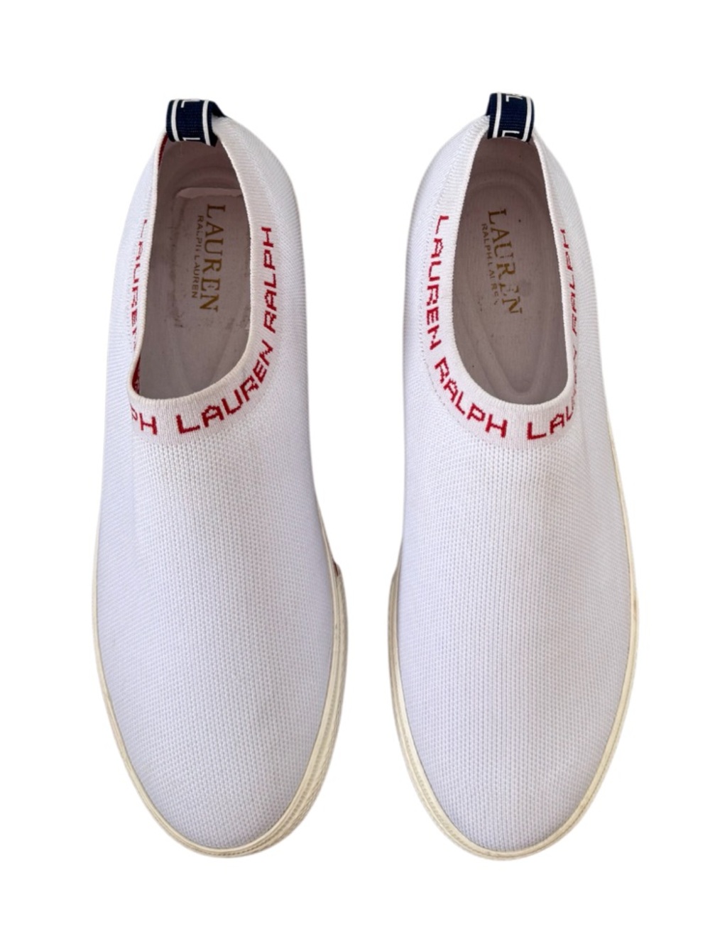 Lauren Ralph Lauren Jordyn Slip-On Sneakers White Fly Knit Size 10